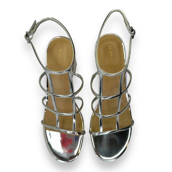 Marc Fisher New Norene Dress Sandal 11 Silver Gladiator Block Heel Strappy - Picture 7 of 13
